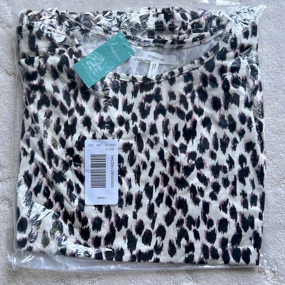 Maurice’s Cheetah Print Loose Fit Lattice Sleeve Short Sleeve Tee New in Package - Picture 4 of 4